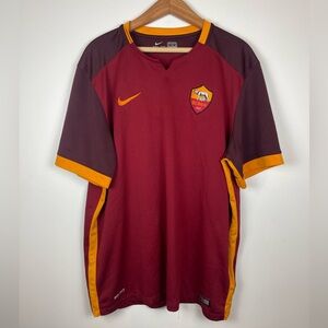 Nike AS Roma Soccer Jersey Blokecore Streetwear Dri-Fit Men’s Burgundy Gold